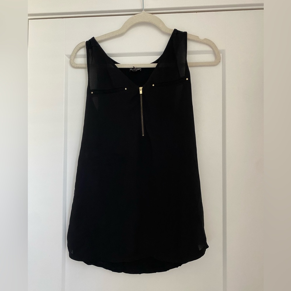 Black Express cami with gold zipper and accent